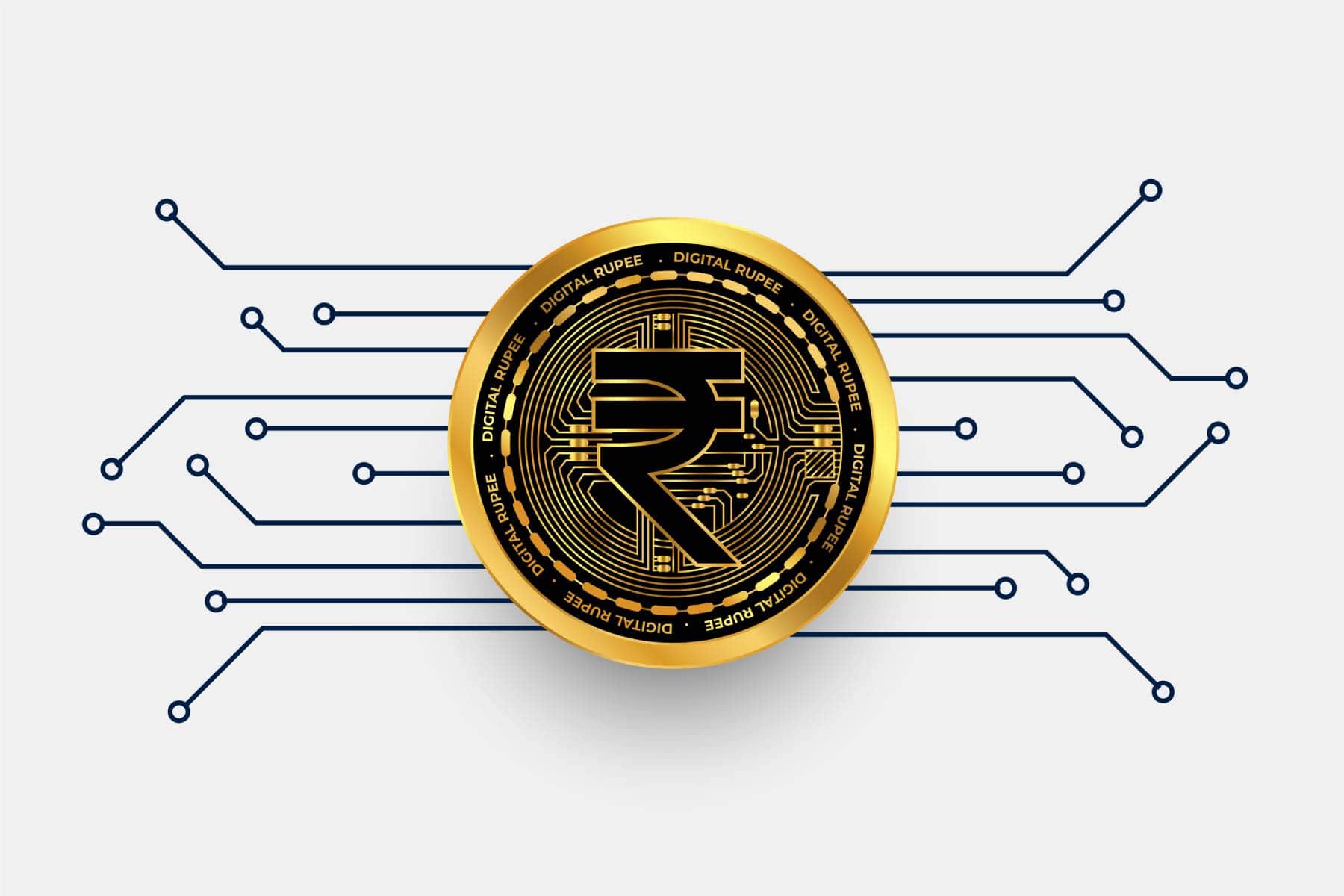 Digital illustration of cryptocurrency in India featuring glowing Bitcoin