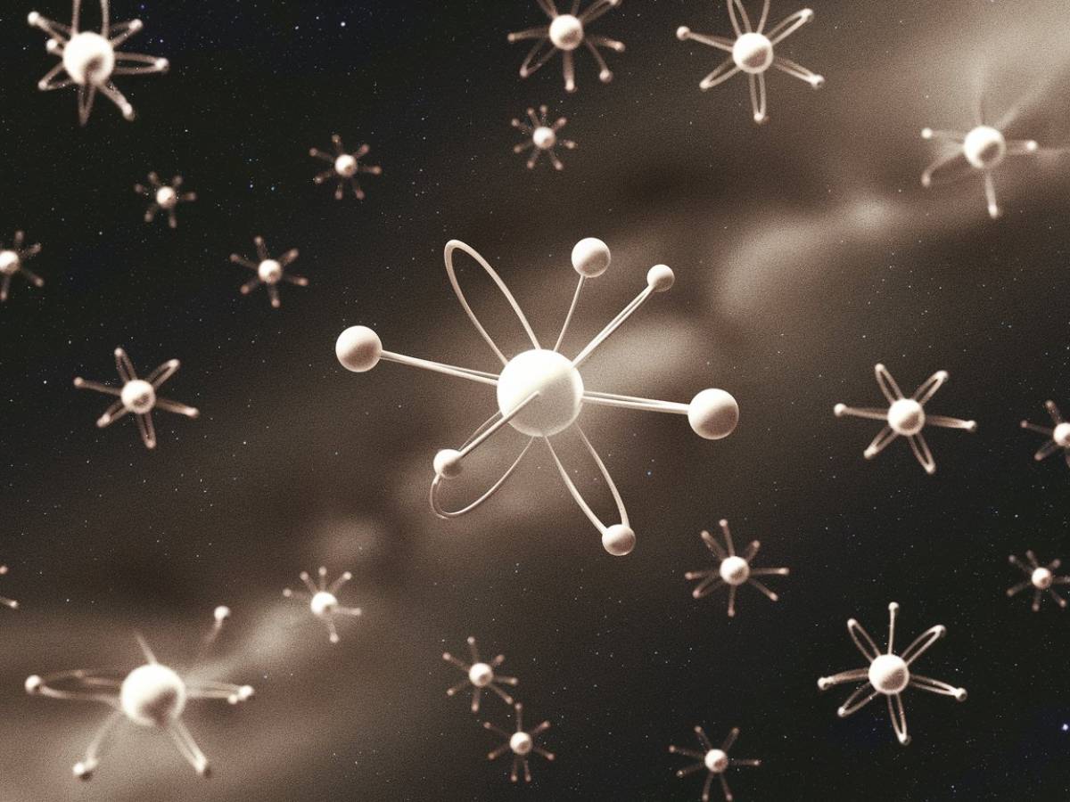 "Illustration of hydrogen atoms in the universe."