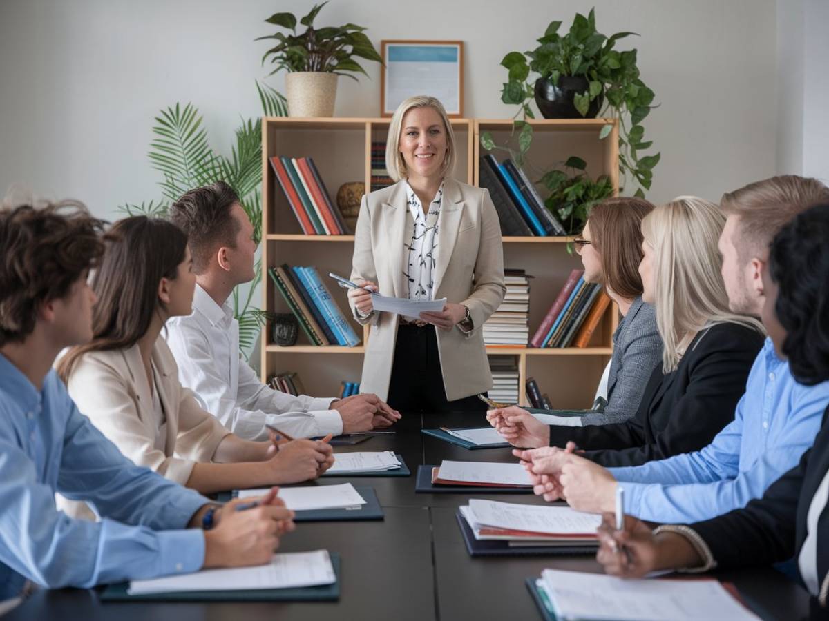 Young professionals in a training session with Laura Haning.